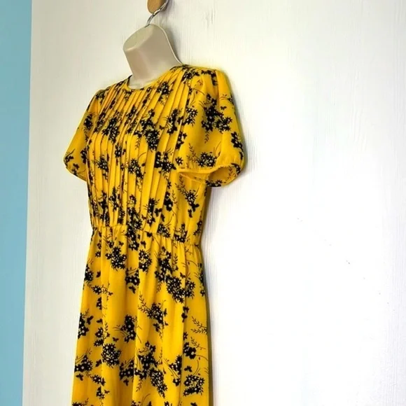 Michael Kors - Botanical Colorful Print Crepe Midi Zip Closure Dress Size Medium - Picture 6 of 12